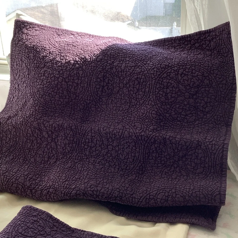 Restoration Hardware Quilted Pillow Sham Pair in Deep Purple